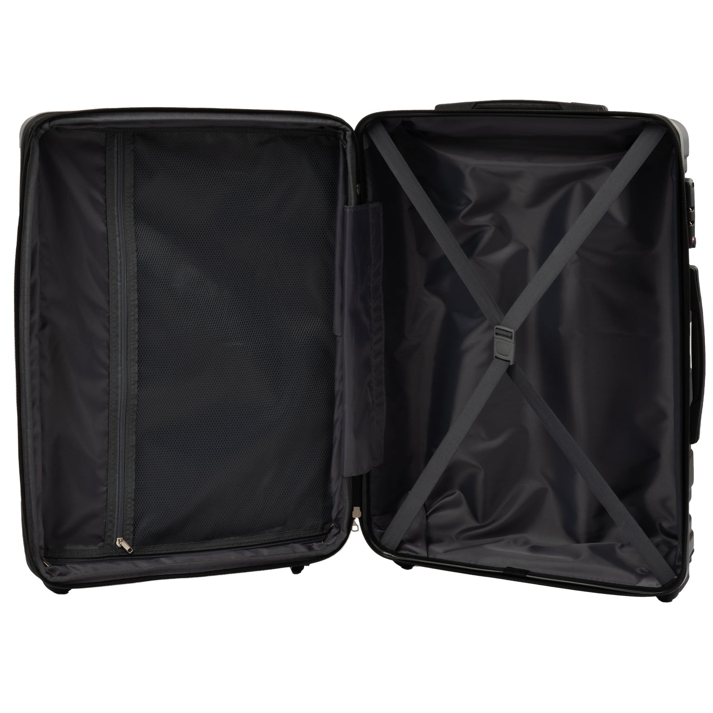 Hardshell Luggage Sets 3 Pcs Spinner Suitcase with TSA Lock Lightweight 20''24''28'' Black + ABS