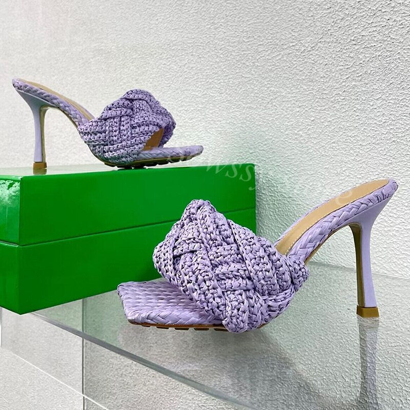 Processing time:5-7 days after placing orders Summer New Women's New Vine Grass Woven Personalized Design Sexy High Heel Shoes Fairy Outdoor Ball High Heel Slippers