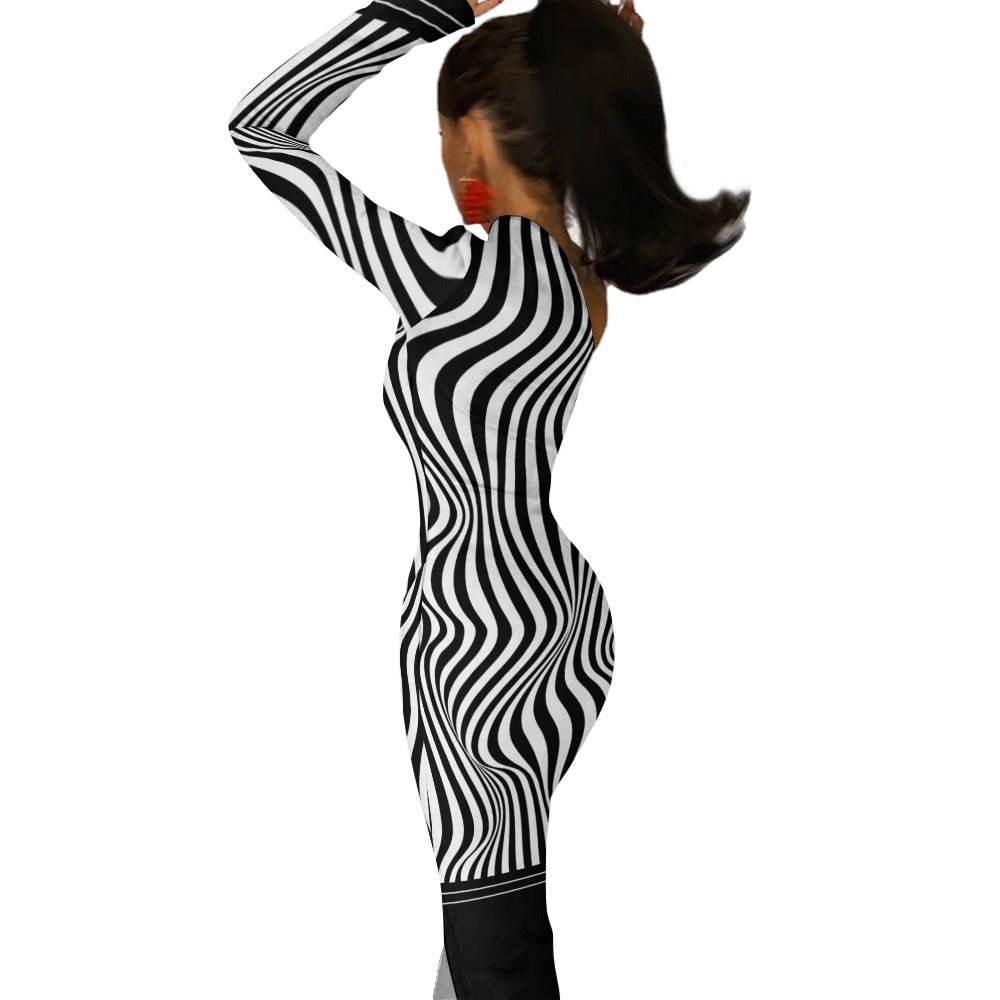 Bully-Proof Off Da Grid Half Sleeve Slit Dress