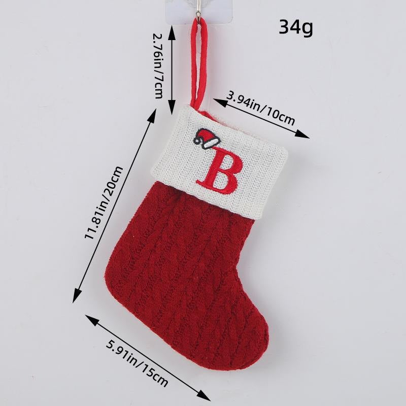 Red letter Christmas socks woolen knitted Christmas socks festive festive Christmas pendant decoration
