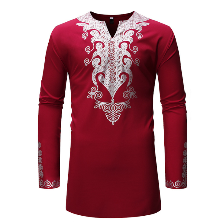 Long sleeve shirt men's bronzing African style Ouma men's shirt