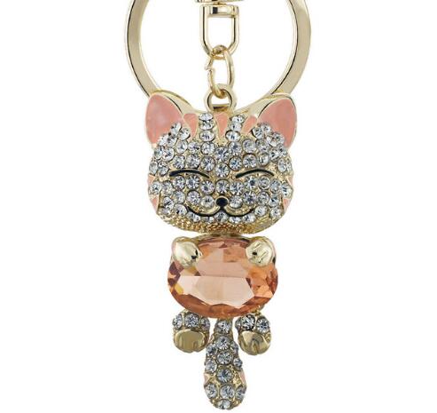 Smile Cat Crystal Rhinestone Keyrings Key Chains