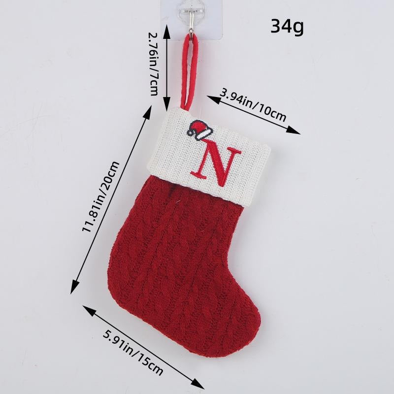 Red letter Christmas socks woolen knitted Christmas socks festive festive Christmas pendant decoration