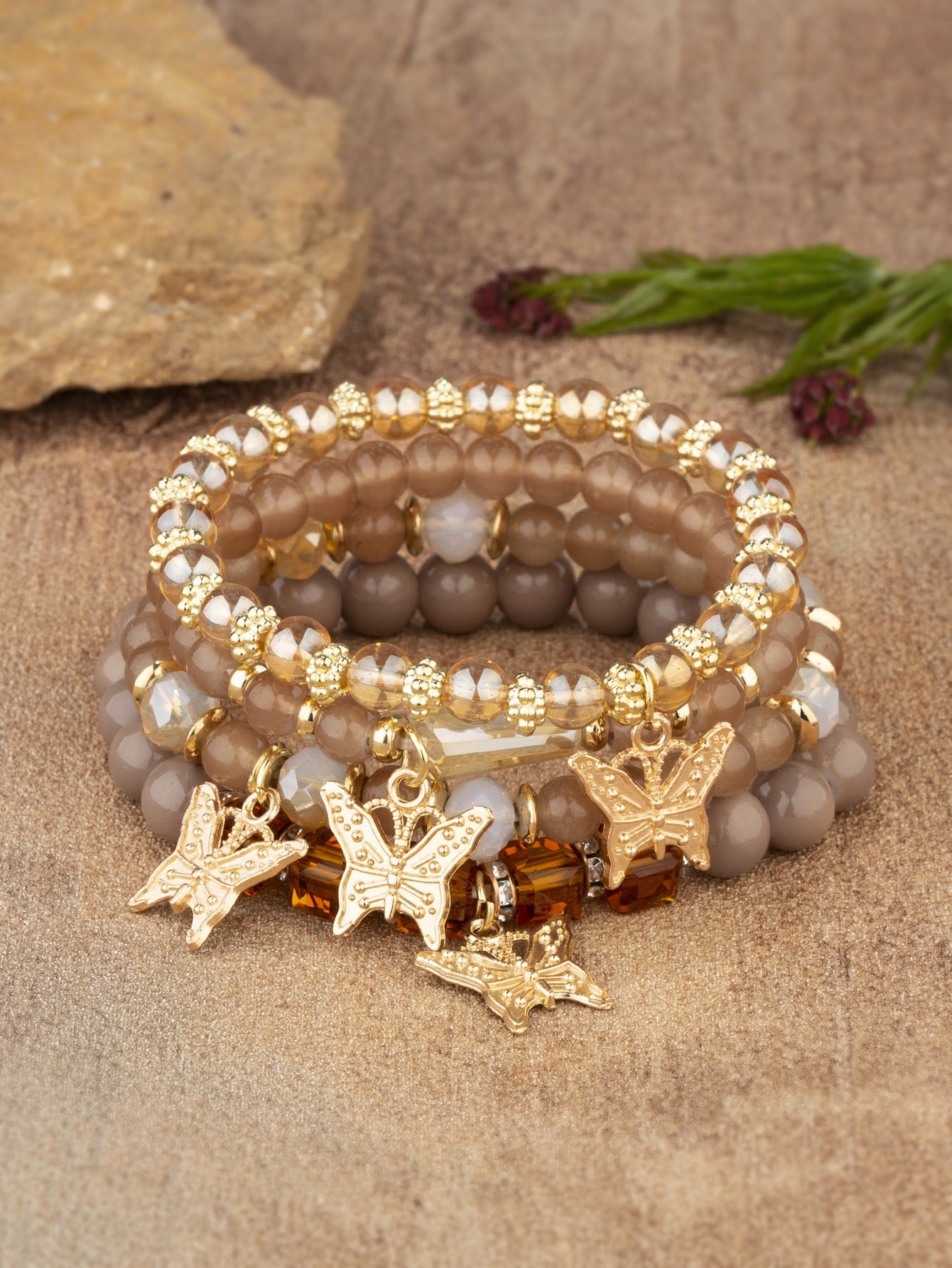 New Bohemian Bracelet Creative Women's Jewelry Butterfly Crystal Multi layered Beaded Fashion Bracelet