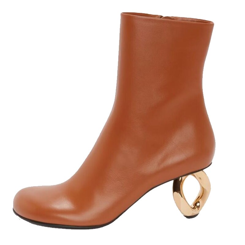 Processing time:3-7days after placing orders Autumn/Winter New Women's Shoes High Quality Leather Round Head Fashion Hollow Heel Zipper Ankle Boots Black Green Big Size