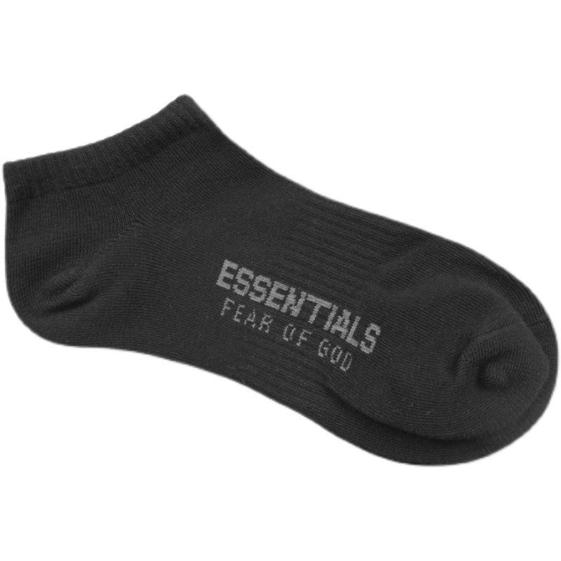 FEAR OF GOD DOUBLE LINE ESSENTIALS Mens and Women's High Street FOG Letter Fashion Brand Sports Socks Boat Socks Versatile