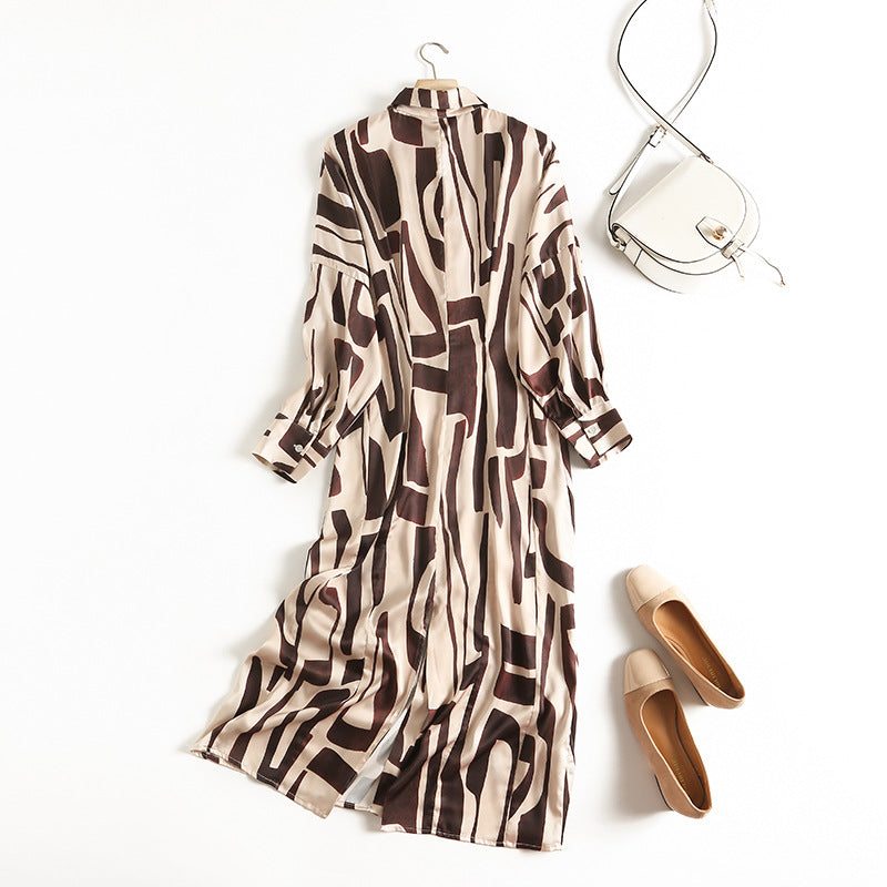 Fall New Slim Fit Geometric Print Shirt Dress