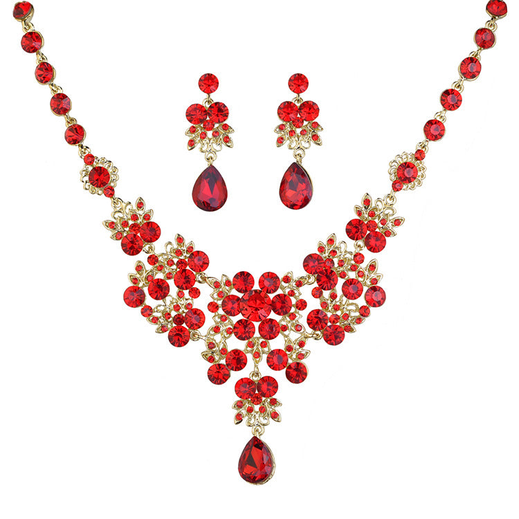 Korean Bridal Jewelry Korean Rhinestone Curvy Bridal Collarbone Necklace Wedding Accessories Two-Piece Set