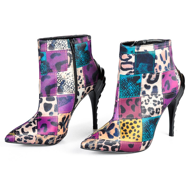 Pink Palms Shoes Women Boots Sequined Cloth Fuchsia Bling Paillette Shoes High Heels Pointed Toe Boots Sexy Ankle Boots