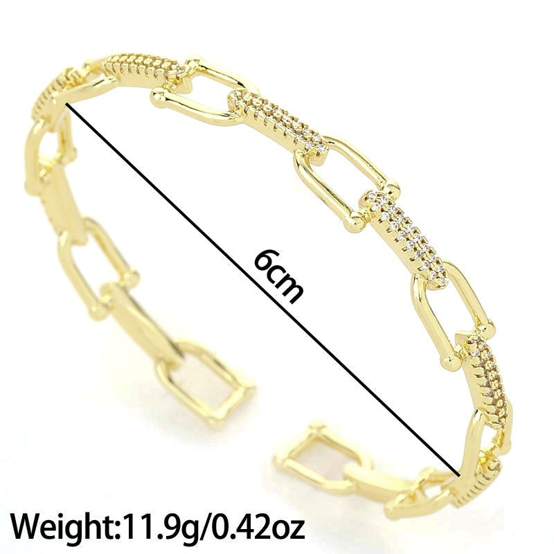 Zircon Inlaid Open Bracelet