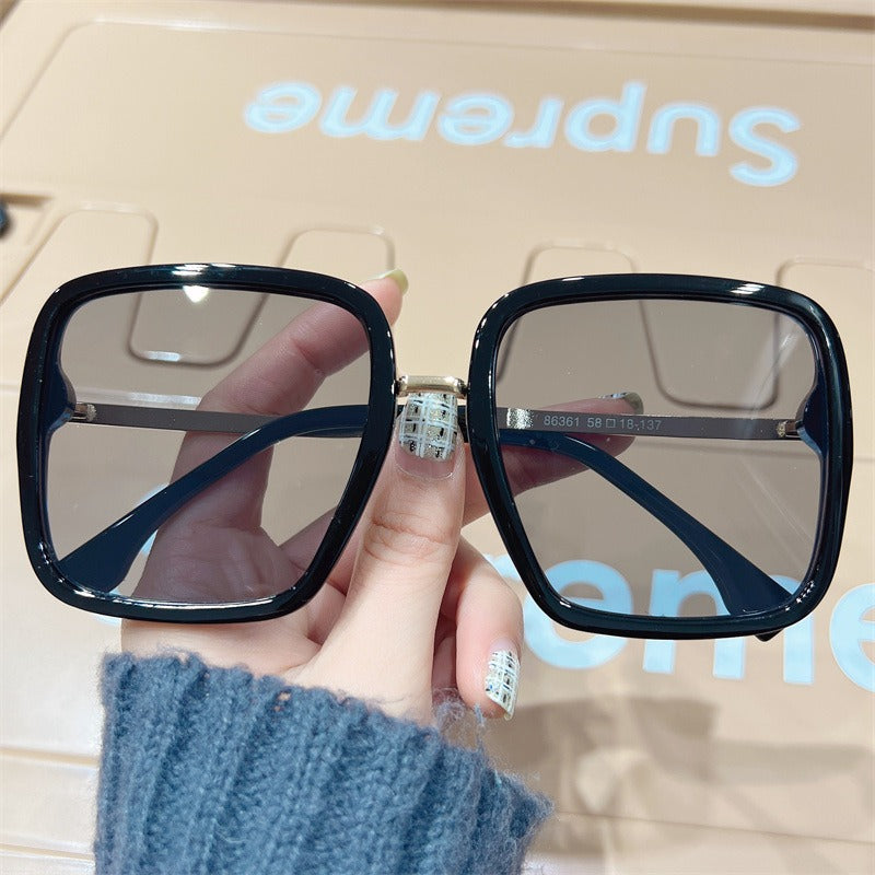 Square Sunglasses Women Black Oversized Sun Glasses Female Retro Vintage Big Frame Gradient Mirror