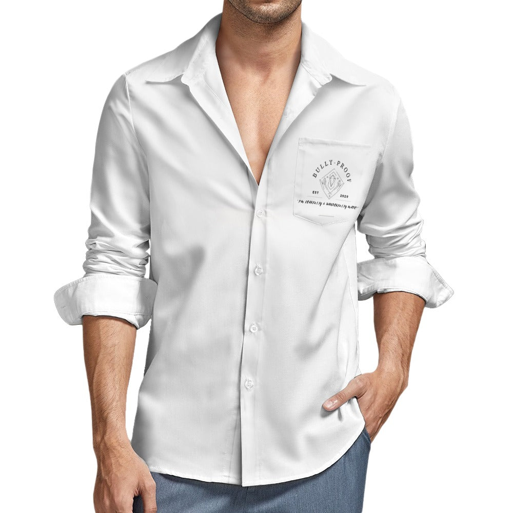 Bully-Proof Peach Velvet Casual One Pocket Long Sleeve Shirt