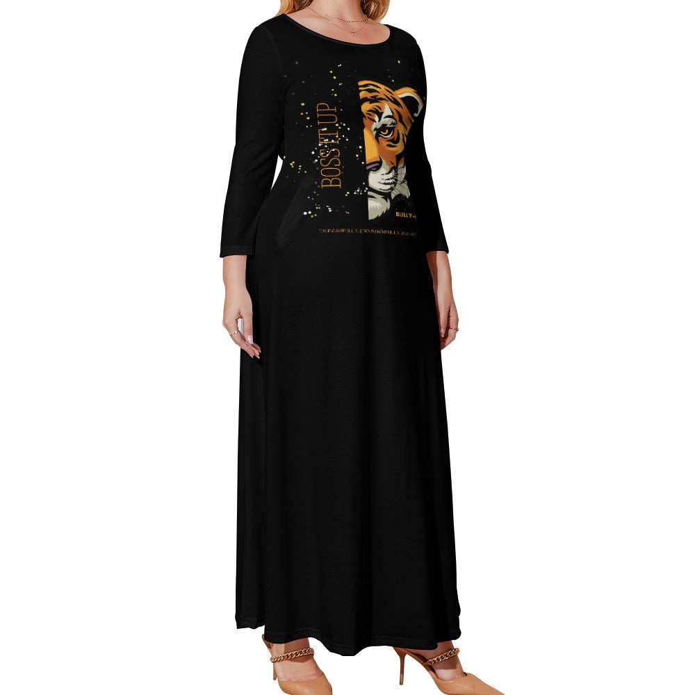 Bully-Proof Boss It Up Plus Size Loose Crew Neck Long Sleeve Dress