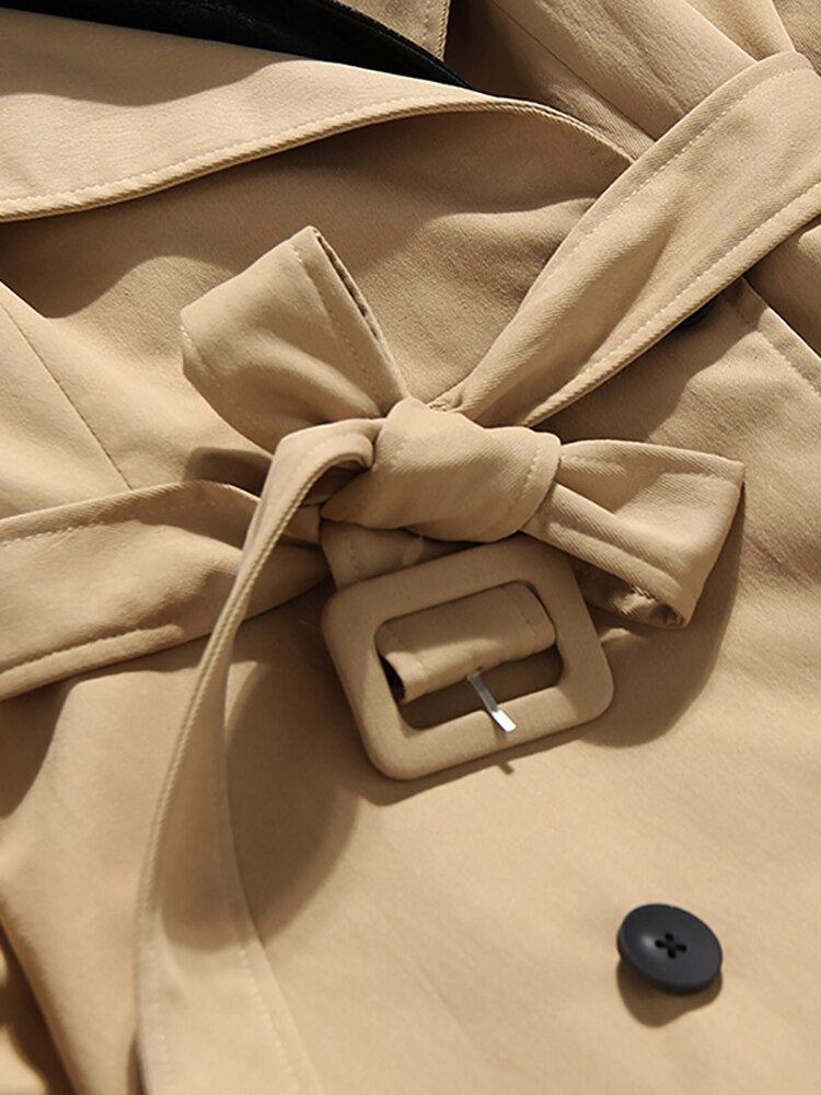 British Style Temperament Leather Contrast Color Windbreaker