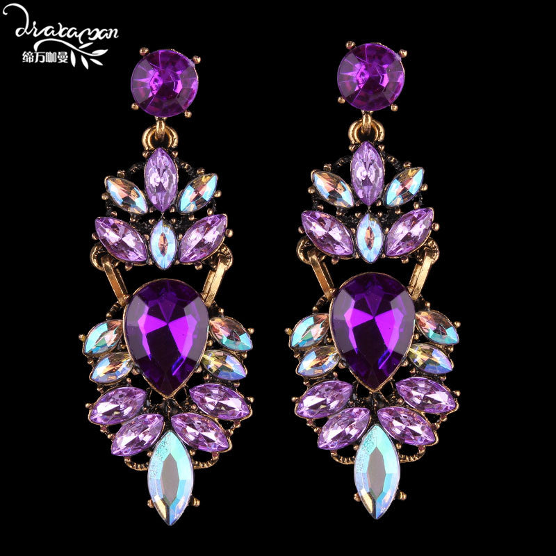 Dvacaman Brand Rhinestone Crystal Drop Earrings Women Fashion Handmade Flower Wedding Earrings Nigerian Party Jewelry O72