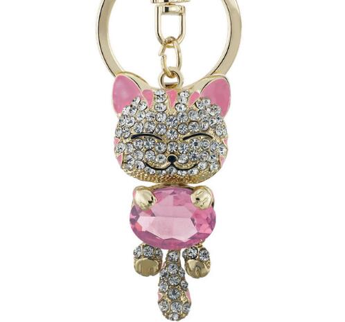Smile Cat Crystal Rhinestone Keyrings Key Chains