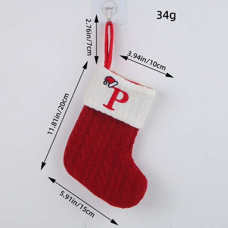 Red letter Christmas socks woolen knitted Christmas socks festive festive Christmas pendant decoration