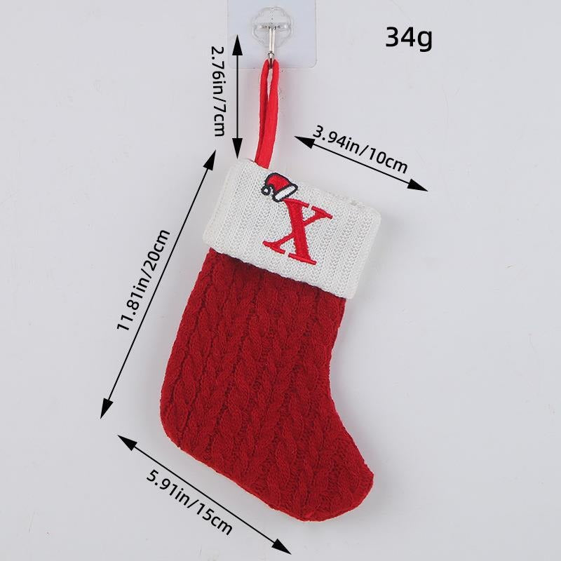 Red letter Christmas socks woolen knitted Christmas socks festive festive Christmas pendant decoration