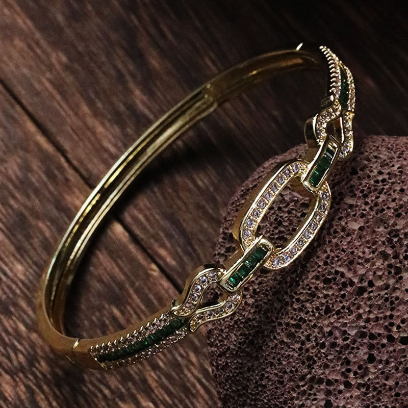 Retro Women's Handicraft Copper Set Zircon Light Luxury Bracelet
