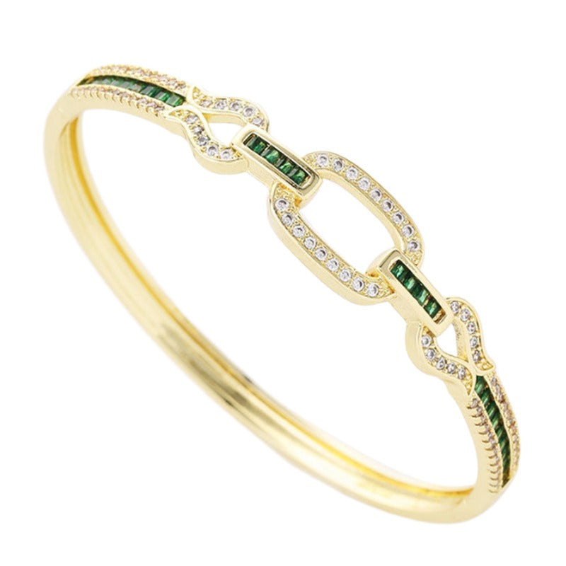 Retro Women's Handicraft Copper Set Zircon Light Luxury Bracelet