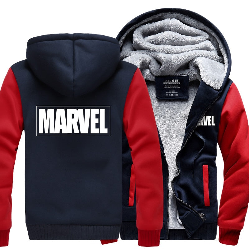 Captain America New Winter Jackets and Coats Marvel hoodie Hooded Thick Zipper Men Sweatshirts Free shipping MARVEL cosplay