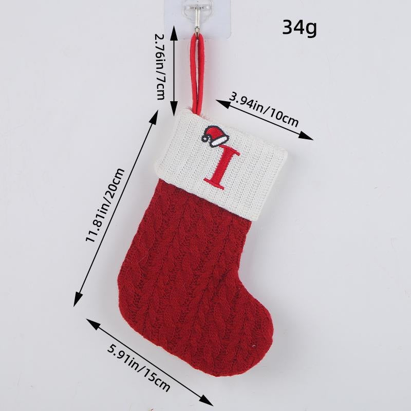 Red letter Christmas socks woolen knitted Christmas socks festive festive Christmas pendant decoration