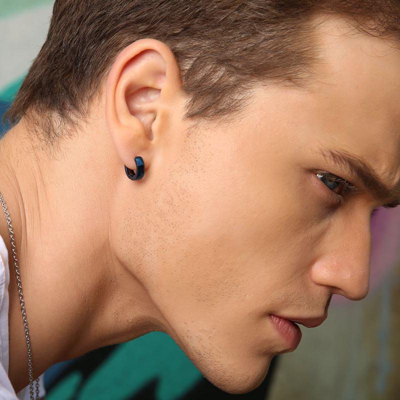 VNOX Hoop Earrings for Men Punk Stainless Steel