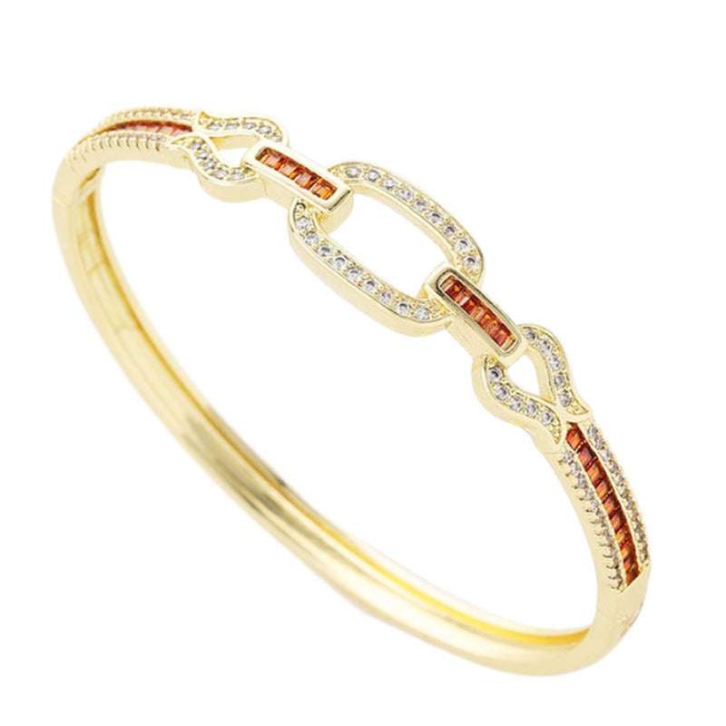 Retro Women's Handicraft Copper Set Zircon Light Luxury Bracelet