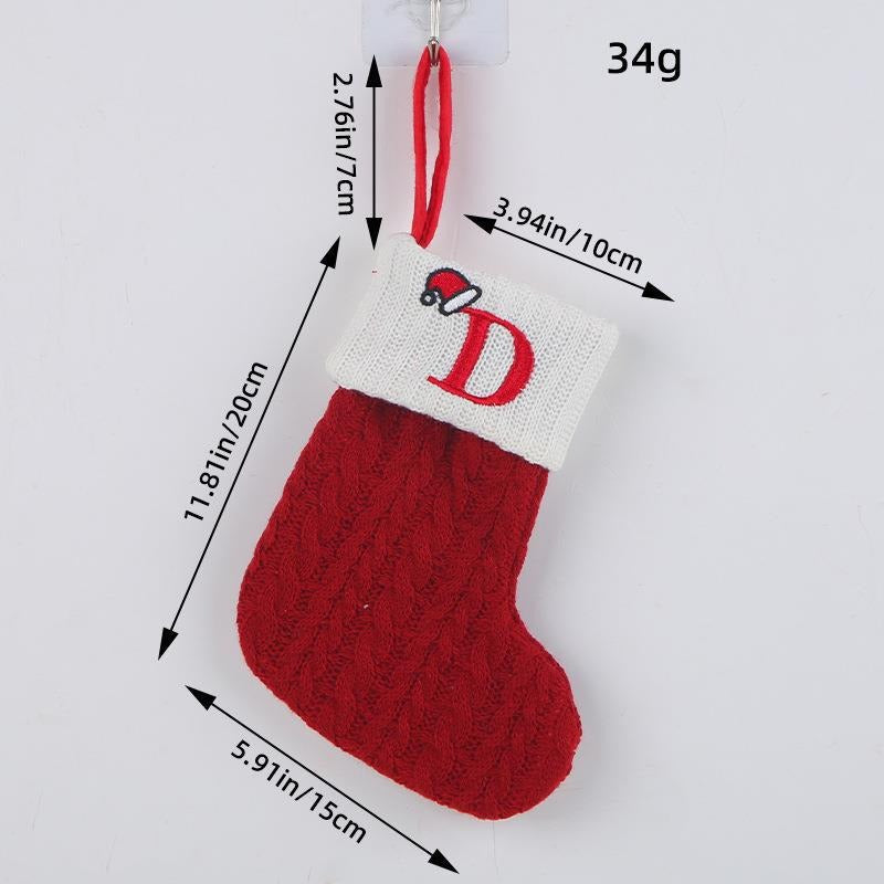 Red letter Christmas socks woolen knitted Christmas socks festive festive Christmas pendant decoration