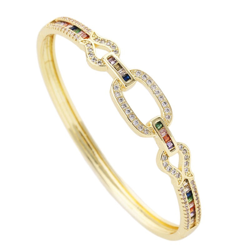 Retro Women's Handicraft Copper Set Zircon Light Luxury Bracelet