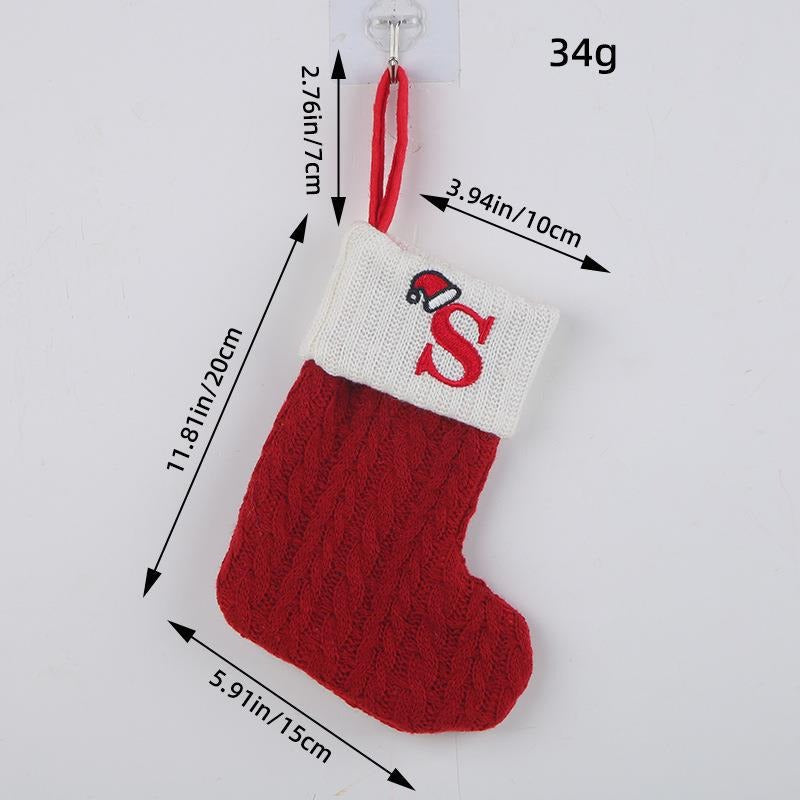 Red letter Christmas socks woolen knitted Christmas socks festive festive Christmas pendant decoration