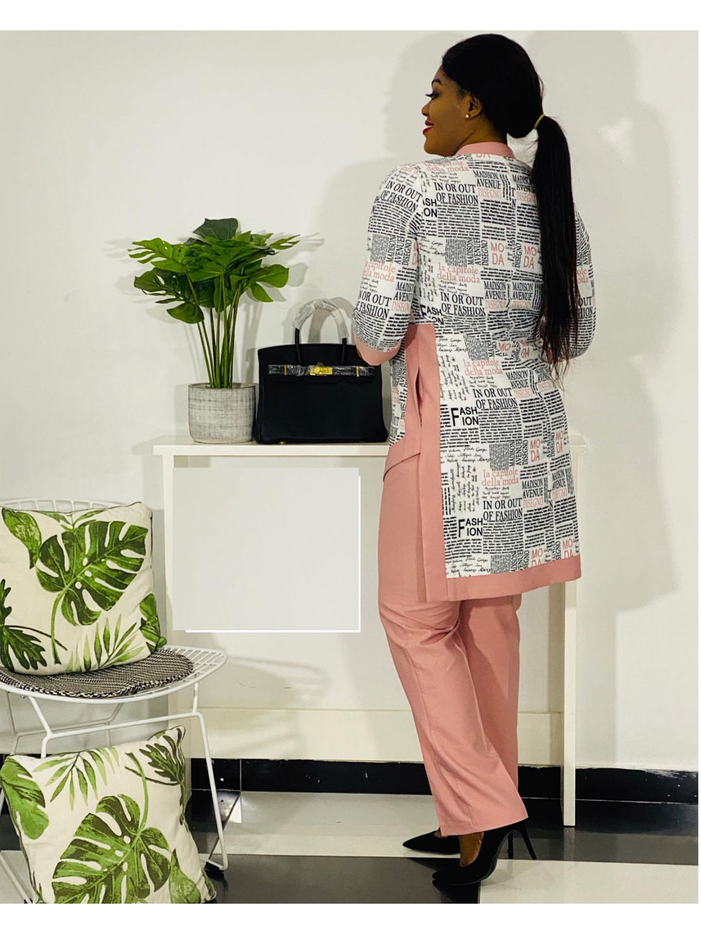 Dashiki African New Fashion Suit (Dress and Trousers) Zip Collar For Lady(ZMTZ#)