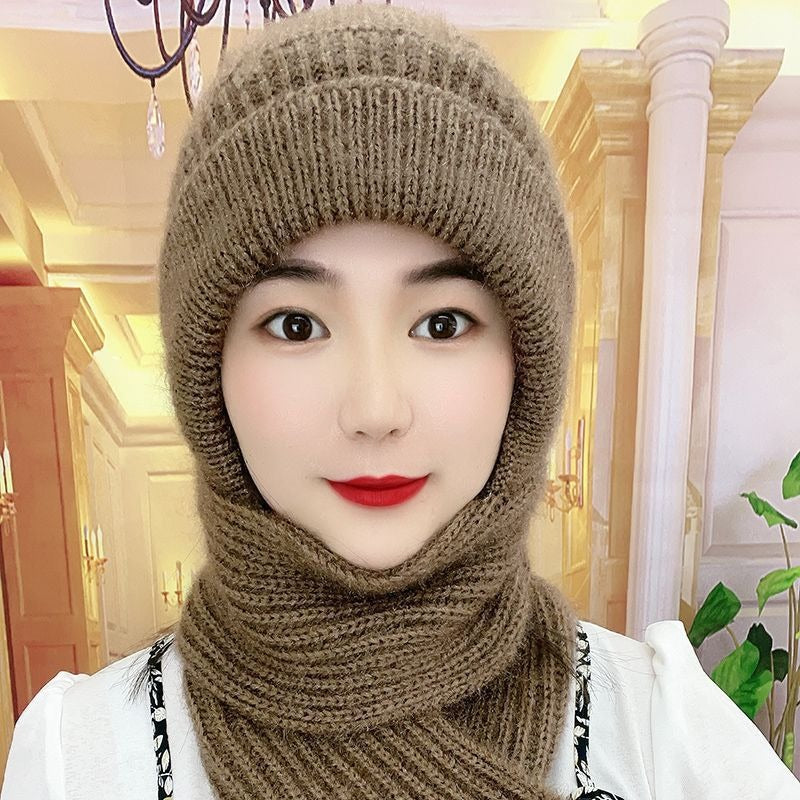 Hats Women's Autumn And Winter Hats Scarves One Piece Squirrel Fur Snow Hats Plush Wool Hats Plush Ear Protection Knitted Hats