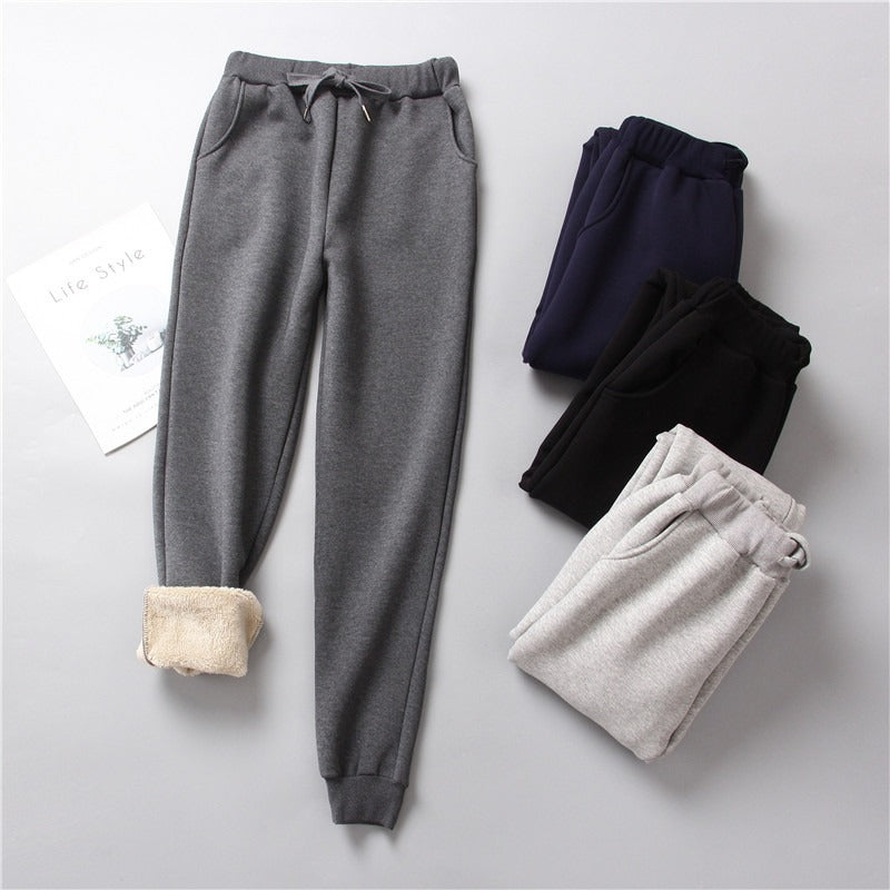 Lamb Fleece Sweatpants Women's Winter Loose Plus Fat Plus Fleece Thickened Harun Warm Pants