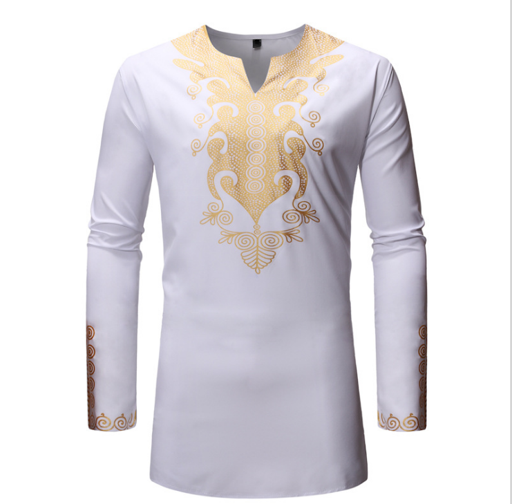 Long sleeve shirt men's bronzing African style Ouma men's shirt