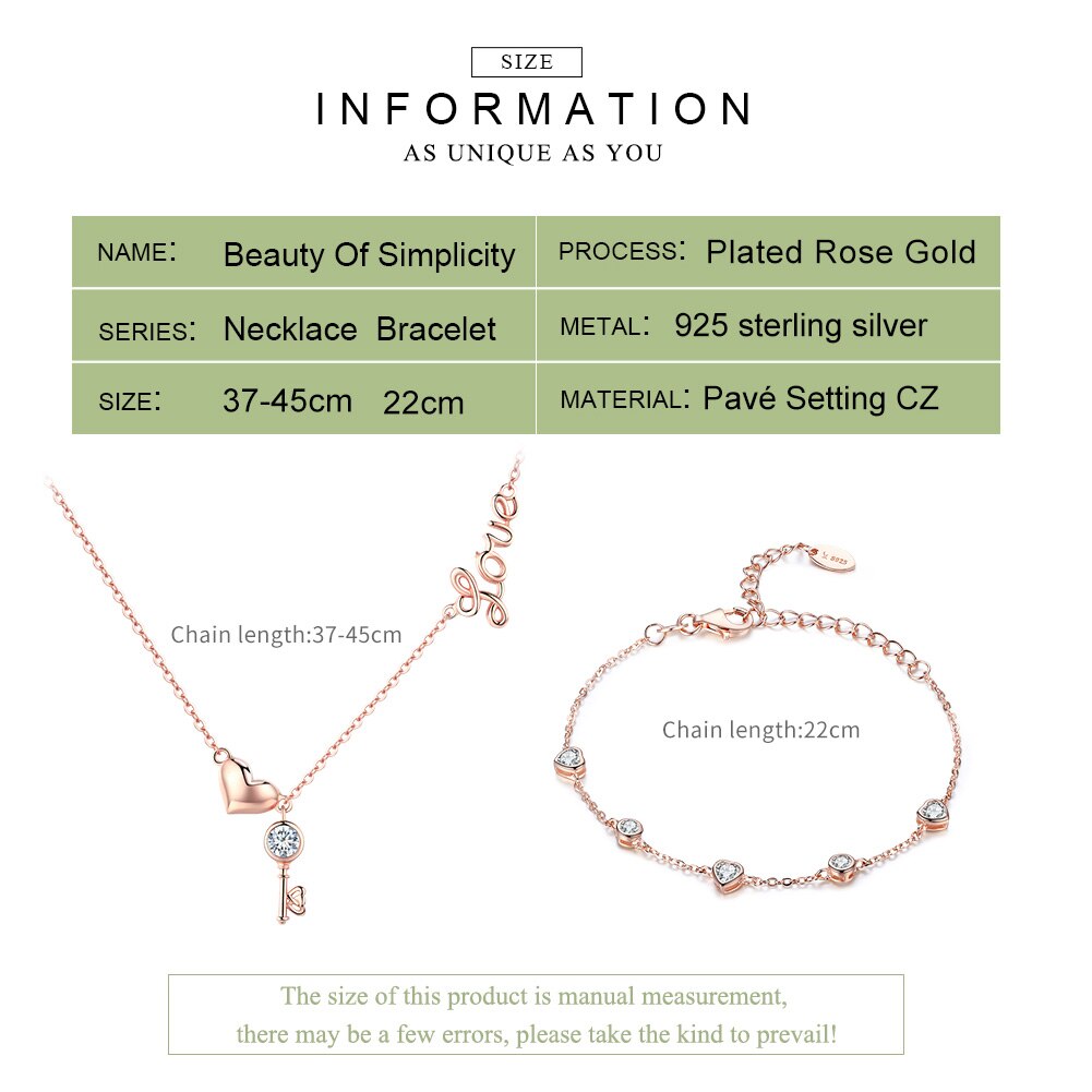 925 Sterling Silver Key Lock of Love Gold Color Necklaces Bracelets Jewelry Sets Wedding Authentic Silver Jewelry Set