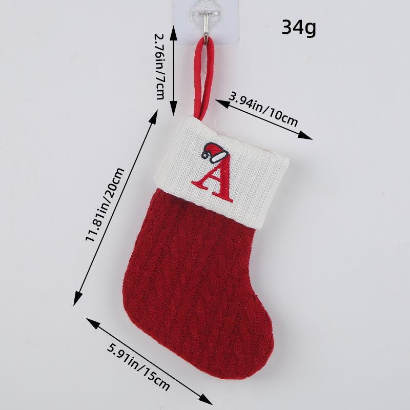 Red letter Christmas socks woolen knitted Christmas socks festive festive Christmas pendant decoration