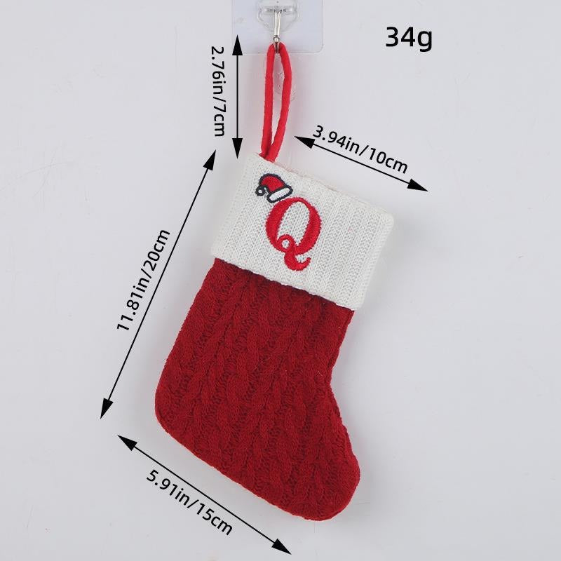 Red letter Christmas socks woolen knitted Christmas socks festive festive Christmas pendant decoration