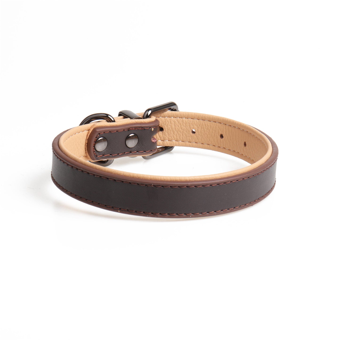 New High-Quality Leather Pet Collar Soft Double Leather Collar