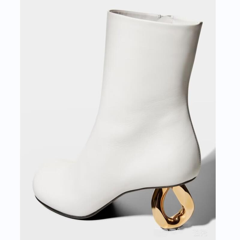Processing time:3-7days after placing orders Autumn/Winter New Women's Shoes High Quality Leather Round Head Fashion Hollow Heel Zipper Ankle Boots Black Green Big Size