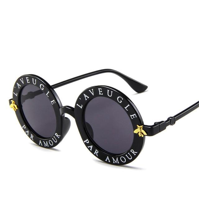 Luxury Fashion Bee Metal Frame Circle Glasses