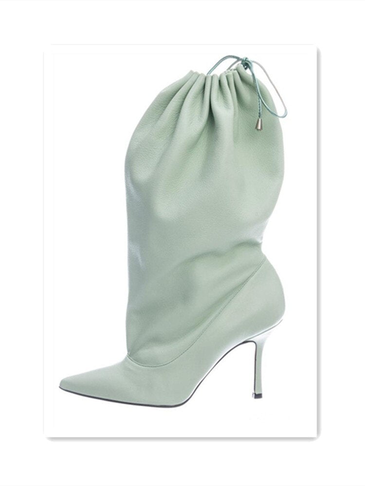 processing time:15 days after placing orders --women's autumn and winter new fashion elastic high-heeled boots to keep warm short fluffy thick-soled pointed boots