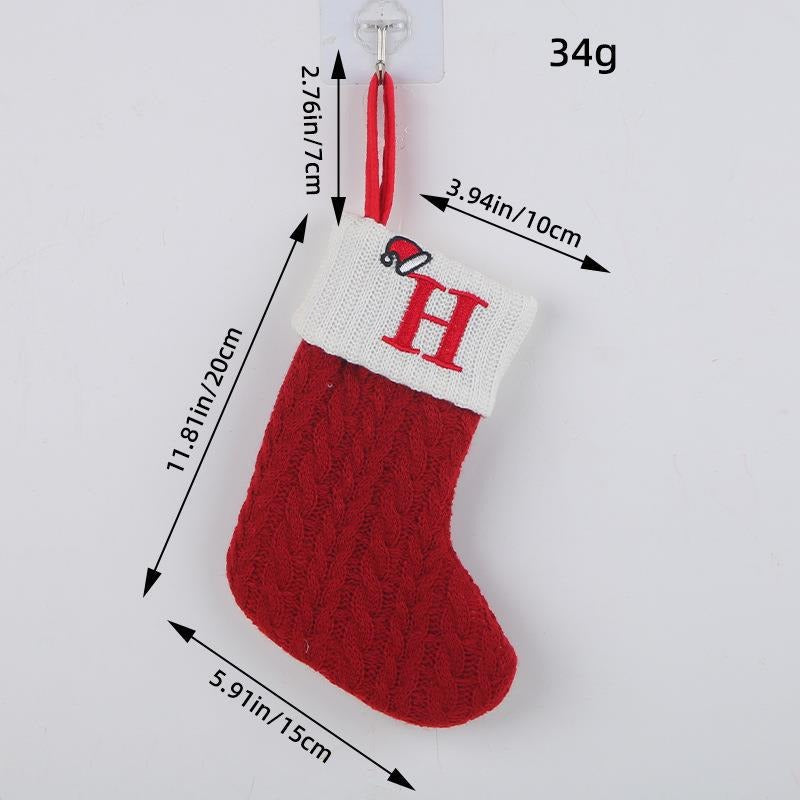Red letter Christmas socks woolen knitted Christmas socks festive festive Christmas pendant decoration