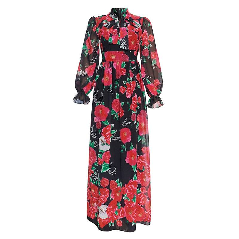 MD Dinner Dresses For Women New African Spring Summer Elegant Gown Flowers Printed Dashiki Long Dress Ladies Clothing 229#