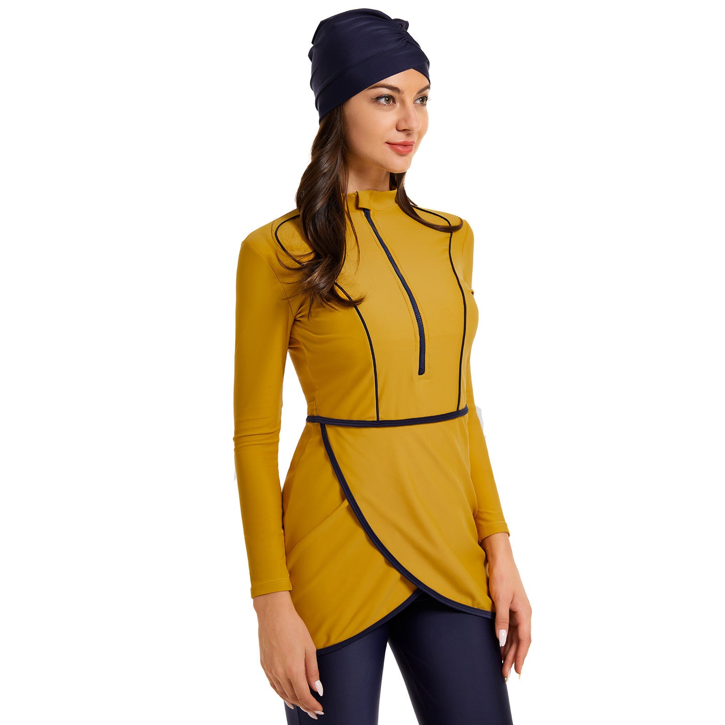 New Muslim swimsuit long-sleeved trousers three-piece conservative sunscreen with chest pad