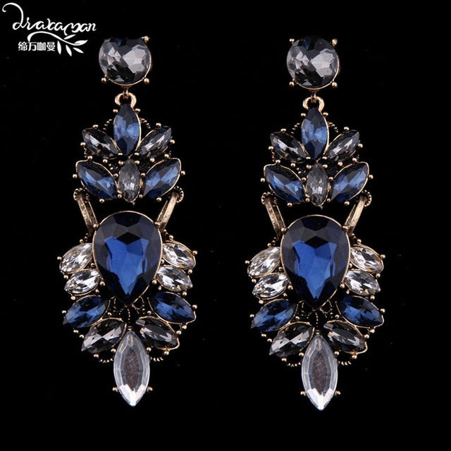 Dvacaman Brand Rhinestone Crystal Drop Earrings Women Fashion Handmade Flower Wedding Earrings Nigerian Party Jewelry O72