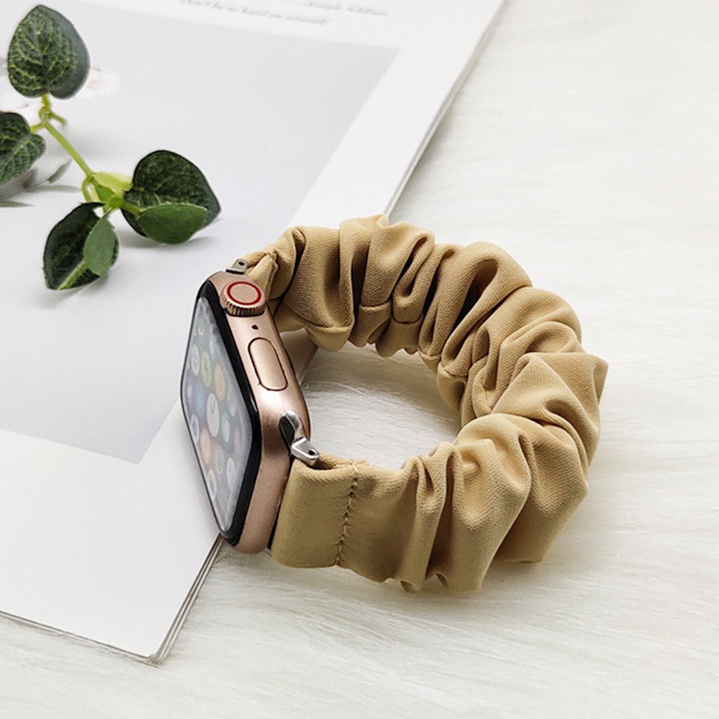 Pure Color Soft Silk Rag Apple Hair Band For Apple Watch7 Replacement Wrist Strap