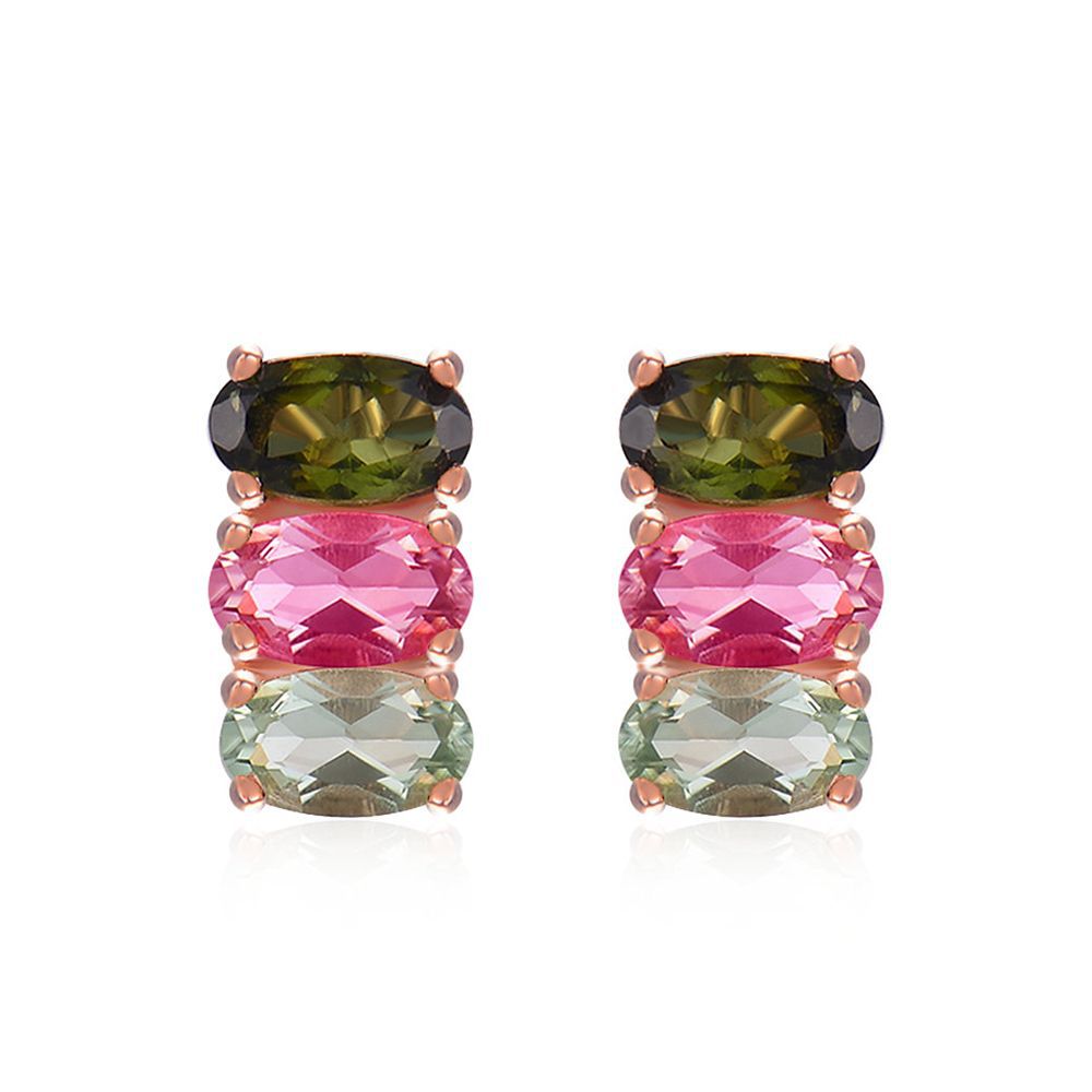 925 Sterling Silver Jewelry Natural Tourmaline Color Classic Row Ring Gem Jewelry