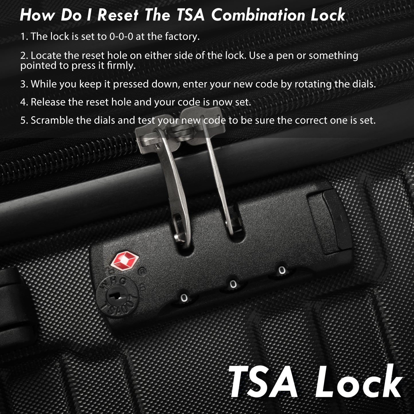 Hardshell Luggage Sets 3 Pcs Spinner Suitcase with TSA Lock Lightweight 20''24''28'' Black + ABS