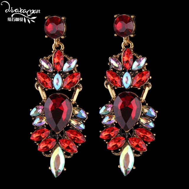 Dvacaman Brand Rhinestone Crystal Drop Earrings Women Fashion Handmade Flower Wedding Earrings Nigerian Party Jewelry O72